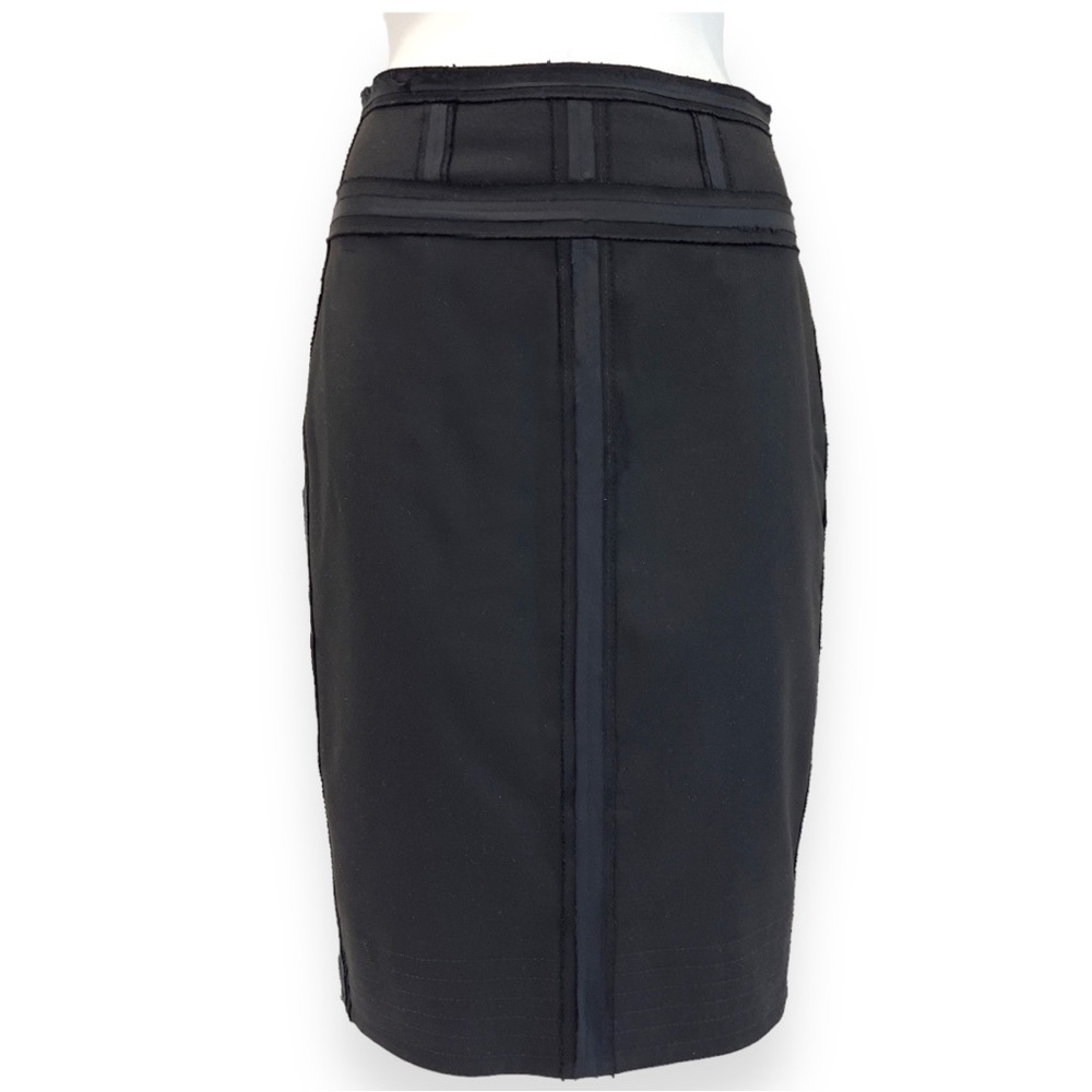 Robert Rodriguez Window Pane Straight Pencil Skirt Black